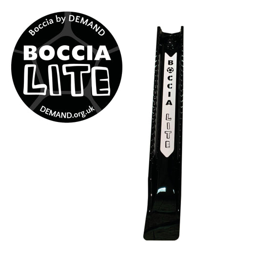 Front view of boccia lite ramp with logo Black