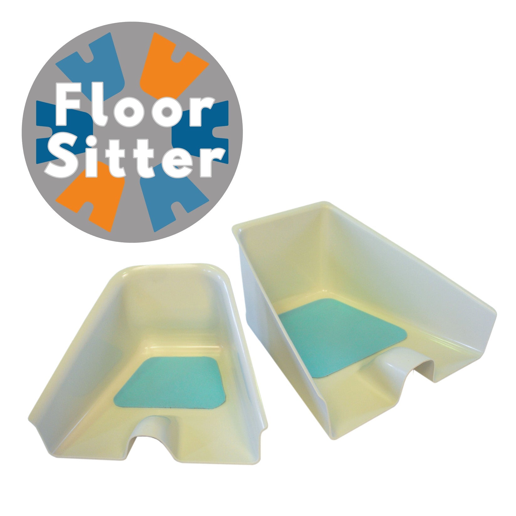 View of small and large floorsitters with logo
